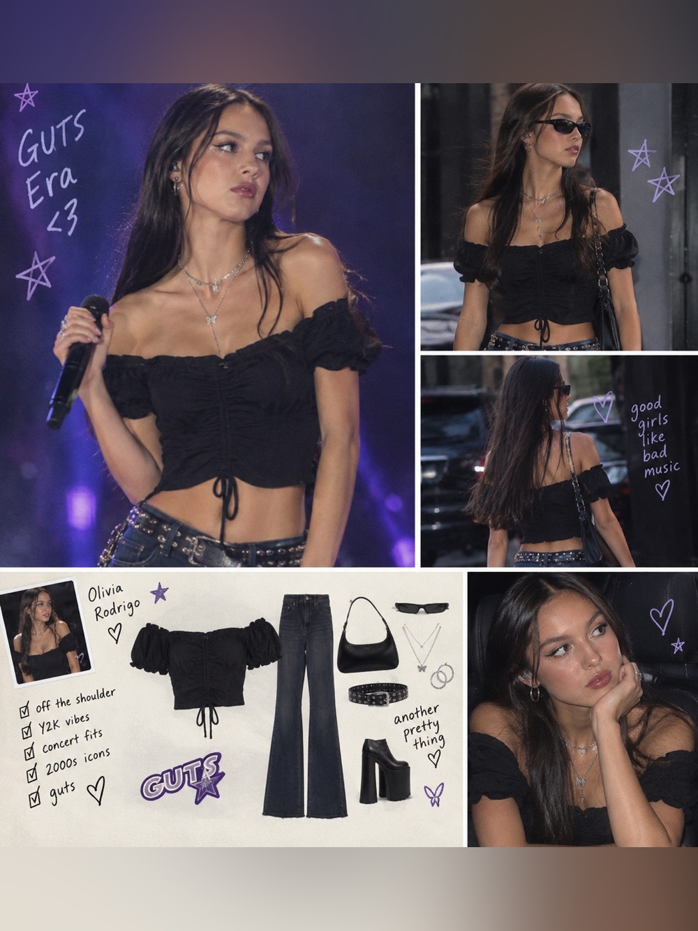 Discovery | Black Off-Shoulder Blouse | Size M | Olivia Rogrigo GUTS Core